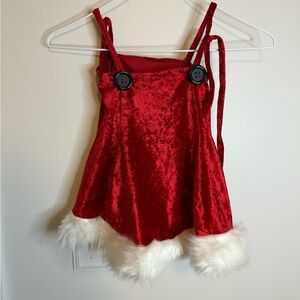 Red Velvet Holiday Dress with Faux Fur Trim - Kids
